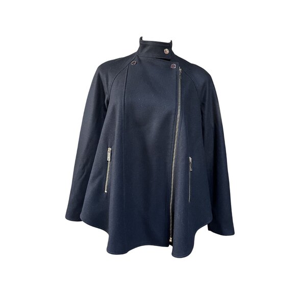 Ted Baker Black Retro 50s Swing Coat Small Wool Blend Prata Cape Jacket - Picture 7 of 14